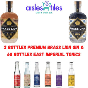 
            
                Load image into Gallery viewer, Brass Lion Deluxe Bundle (2x Brass Lion Gin Variety+ 2x 30 bottles East Imperial Range of mixers)
            
        