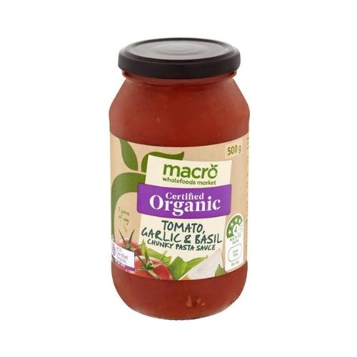 Macro Organic Pasta Sauce Tomato garlic Basil (3x500g)